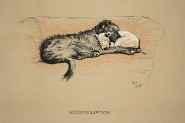 Reconciliação, 1930, 1ª Edição de &39;Sleeping Partners&39;, Aldin, Cecil Charles Windsor (1870-1935), publicado por Eyre e Spottiswoode Limited, Giz e Carvão no papel